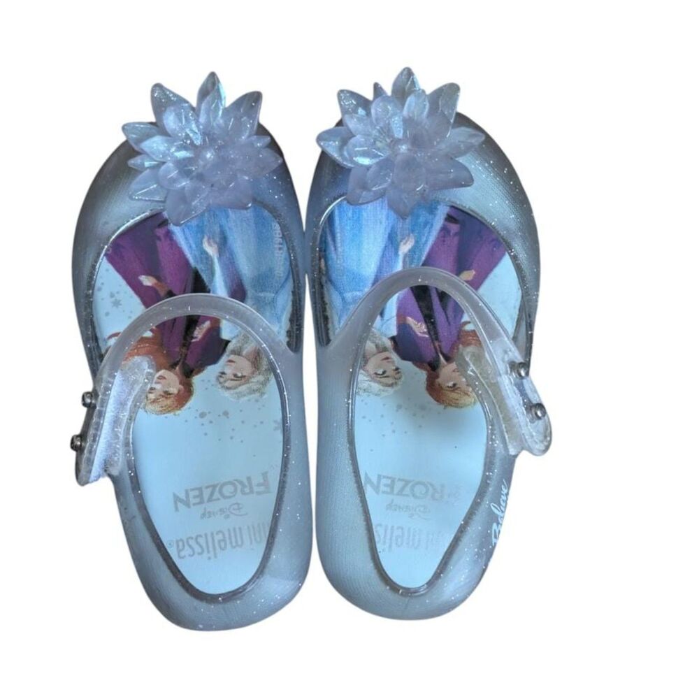 Mini Melissa Disney Frozen Glitter Ice Flower Mary Jane Flats, Toddler Size 7